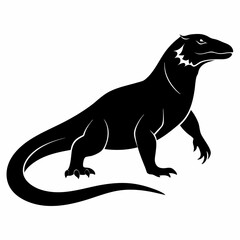 Komodo Dragon Silhouette Vector Illustration on White Background Reptile Graphic Design Element for Creative Projects