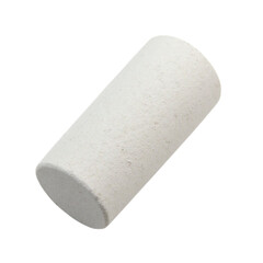 Single piece of white education chalk angled close up studio shot object