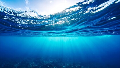 Fototapeta premium Underwater Ocean Sunbeams Scene.