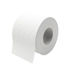 Single white toilet paper roll isolated object with transparent background PNG file for hygiene
