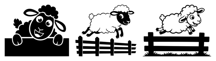 cute cartoon sheep vector illustration set © Aisha Kudorova