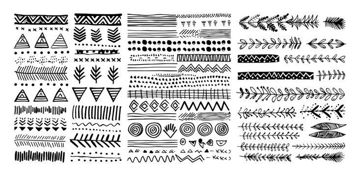 boho and tribal style vector border collection