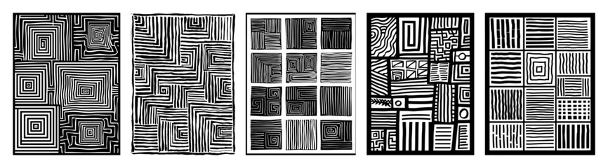 hand drawn square maze pattern collection