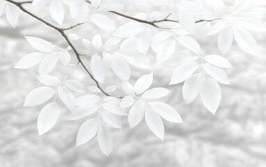 Pale white leaves on a branch