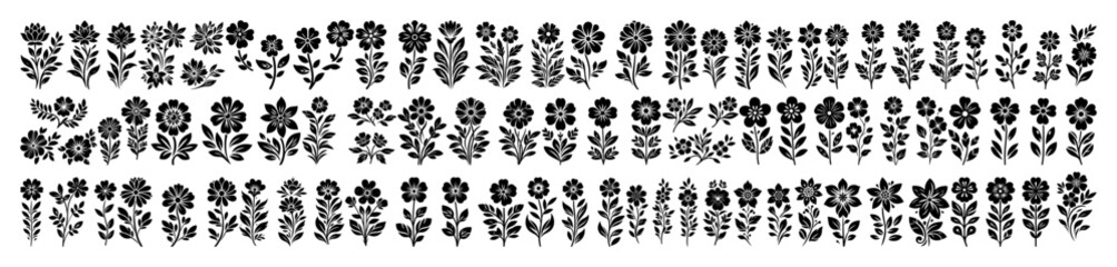 minimal floral folk silhouette icon collection