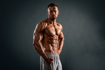 muscular young man with naked torso