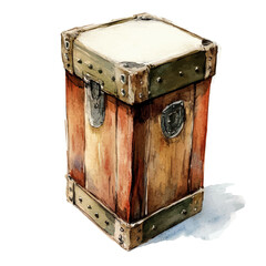 Cajon, watercolor vector, high quality, isolated on a white background.