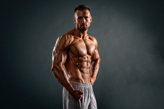 muscular young man with naked torso