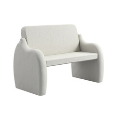 Stylish White Modern Bench or Sofa with Unique Abstract Design on Transparent Background Render