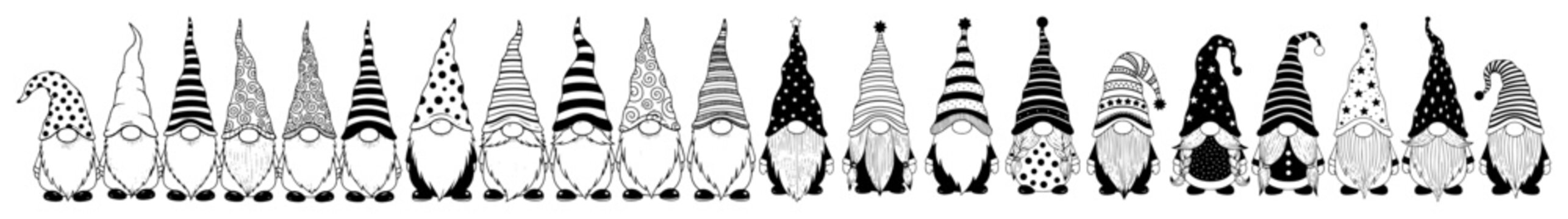 seamless border of cute christmas gnomes