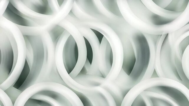 Seamless abstract background with overlapping translucent white rings, soft ethereal glow, and modern minimalist pattern evoking depth, fluidity, and dynamic movement.