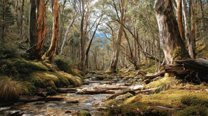 Serene Forest Stream: A Tranquil Escape into Nature's Embrace