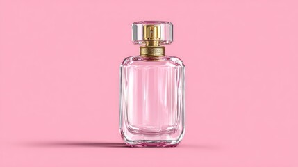 Elegant Perfume Bottle on Pink Background