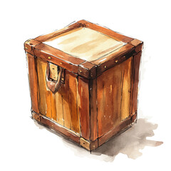 Cajon, watercolor clipart vector, high quality, isolated on a white background.