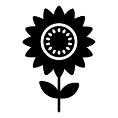 Sunflower Icon Black Silhouette Illustration