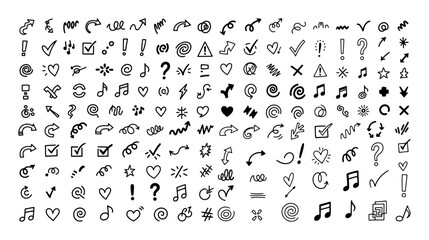 large collection of hand drawn doodle icons