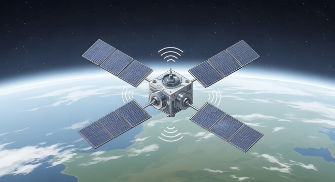 Advanced CubeSat Satellite Technology Orbiting Earth for Communication and Observation