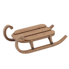 Vintage Wooden Sled Isolated on Black Background with Transparent Alpha Channel PNG