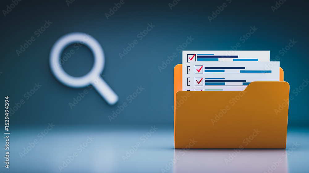 Poster digital data analysis: a visual representation of data analysis, featuring a magnifying glass over a