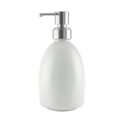 White Ceramic Liquid Soap Dispenser with Silver Pump - Modern Bathroom Accessory PNG with Transparent Background for Design