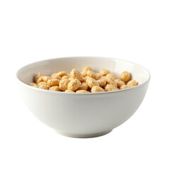 White Ceramic Bowl Filled with Crunchy Breakfast Cereal PNG Image on Transparent Background
