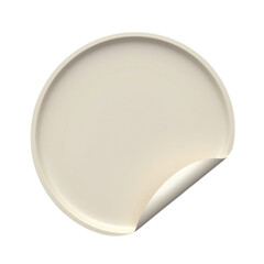 White Circular Sticker with Peeling Corner Isolated on Transparent Background PNG File with Curled Edge