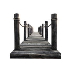 Rustic Wooden Dock with Rope Railings Leading to the Horizon
