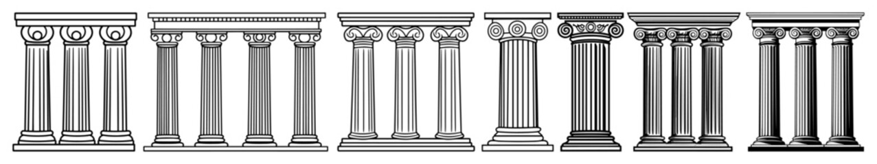 classical greek and roman architectural columns set