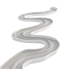 Winding Grey 3D Rendered Road Track or Path Element on Transparent Background