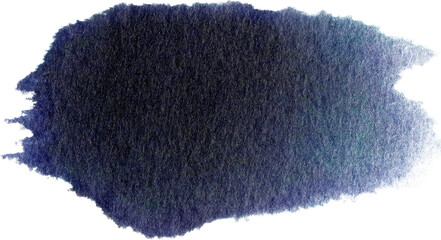 Expressive black watercolor ink stain with varied texture and shape