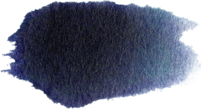 Expressive black watercolor ink stain with varied texture and shape