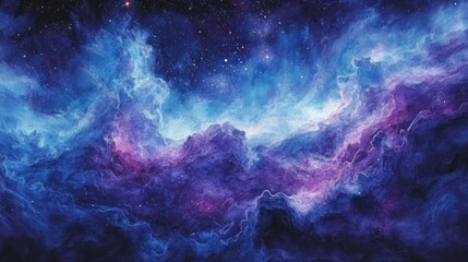 Fototapeta premium Cosmic Nebula In Shades Of Purple And Blue