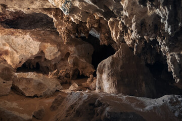 Djara Cave in Egypt with impressive stalagmites and natural rock formations. A hidden geological wonder in the heart of the Sahara desert