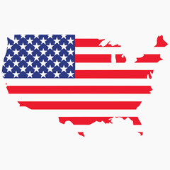 USA Independent Day Patriotic American Flag Map, Symbol of July Fourth and Independence