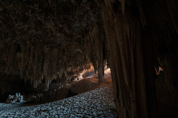 Djara Cave in Egypt with impressive stalagmites and natural rock formations. A hidden geological...