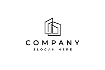 abstract house home architect building logo vector icon illustration line outline monoline minimalist