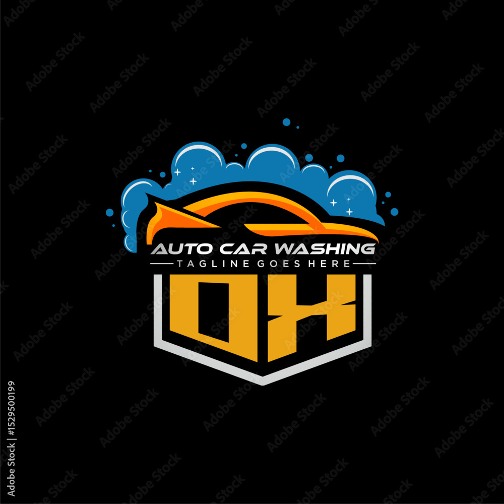 Fototapete ox initial monogram for carwash with car clean image design vector