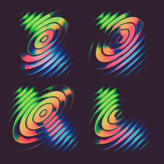Abstract colorful font set with rainbow circles effect