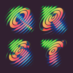 Abstract colorful font set with rainbow circles effect