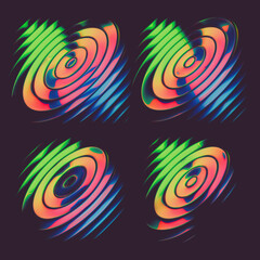 Abstract colorful font set with rainbow circles effect
