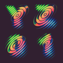 Abstract colorful font set with rainbow circles effect