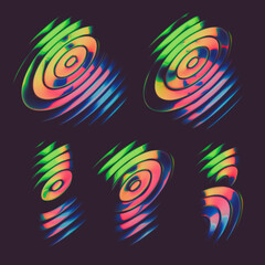 Abstract colorful font set with rainbow circles effect