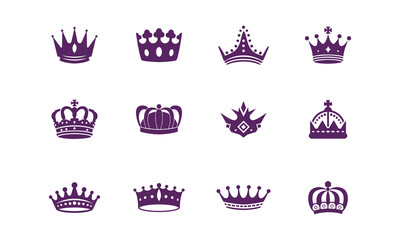 Royal Crown Icon Set – Luxury Vector Collection
