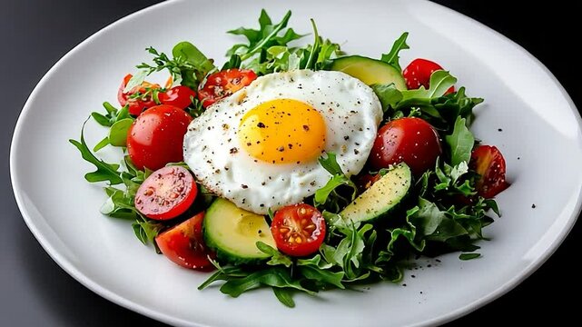 Delicious Fried Egg and Vegetable Salad