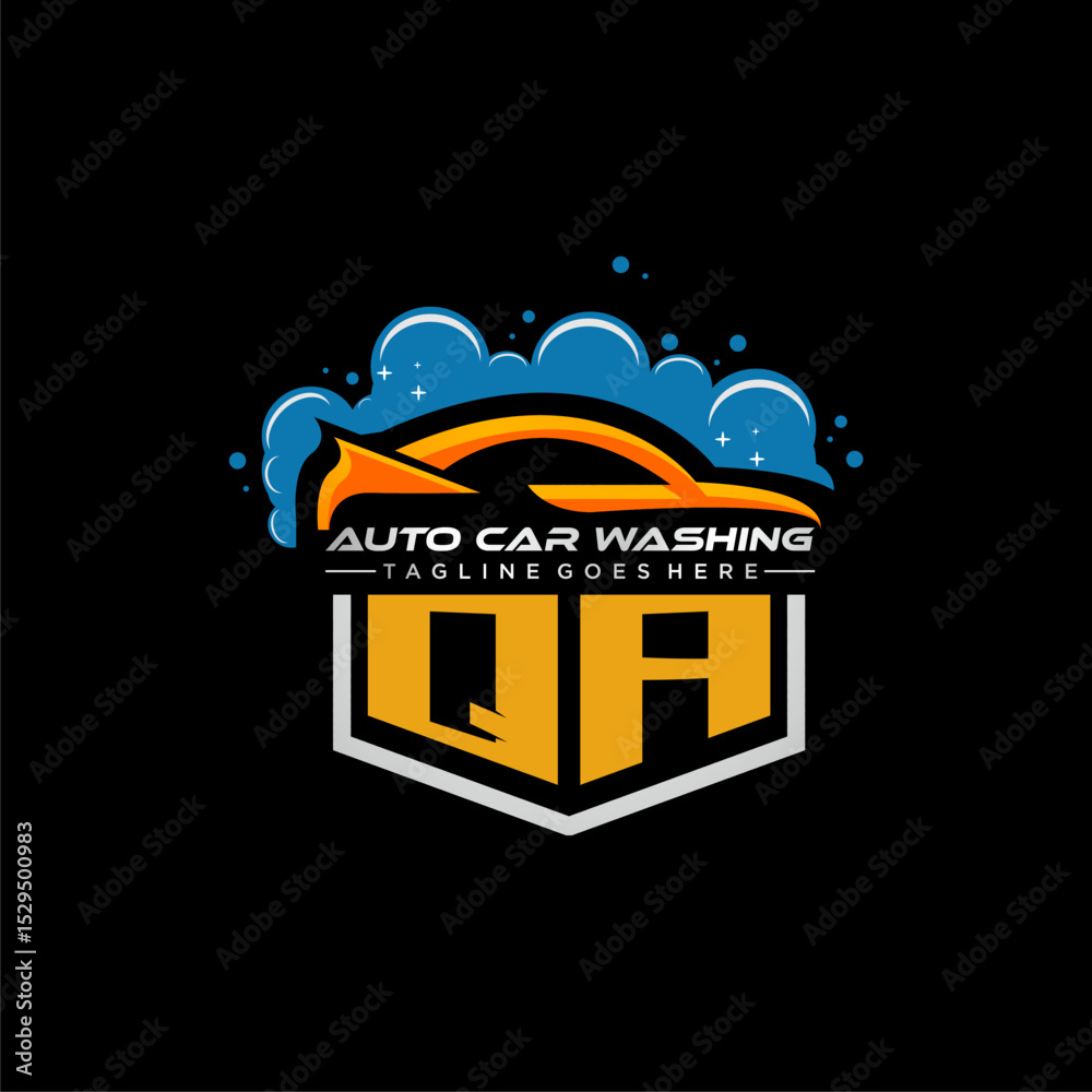Poster QA initial monogram for carwash with car clean image design vector