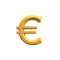 Golden Euro Symbol Low Poly 3 D Render currency money