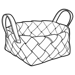 Cartoon hand drawn wicker basket isolated on white background. Vector doodle illustration	