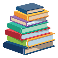 Stack of colourful books on white background