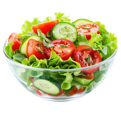 Fresh and vibrant salad featuring crisp lettuce, juicy tomatoes, and refreshing cucumbers, perfect for healthy meal or side dish. This colorful mix is sure to delight your taste buds