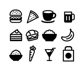 food and drink icons set